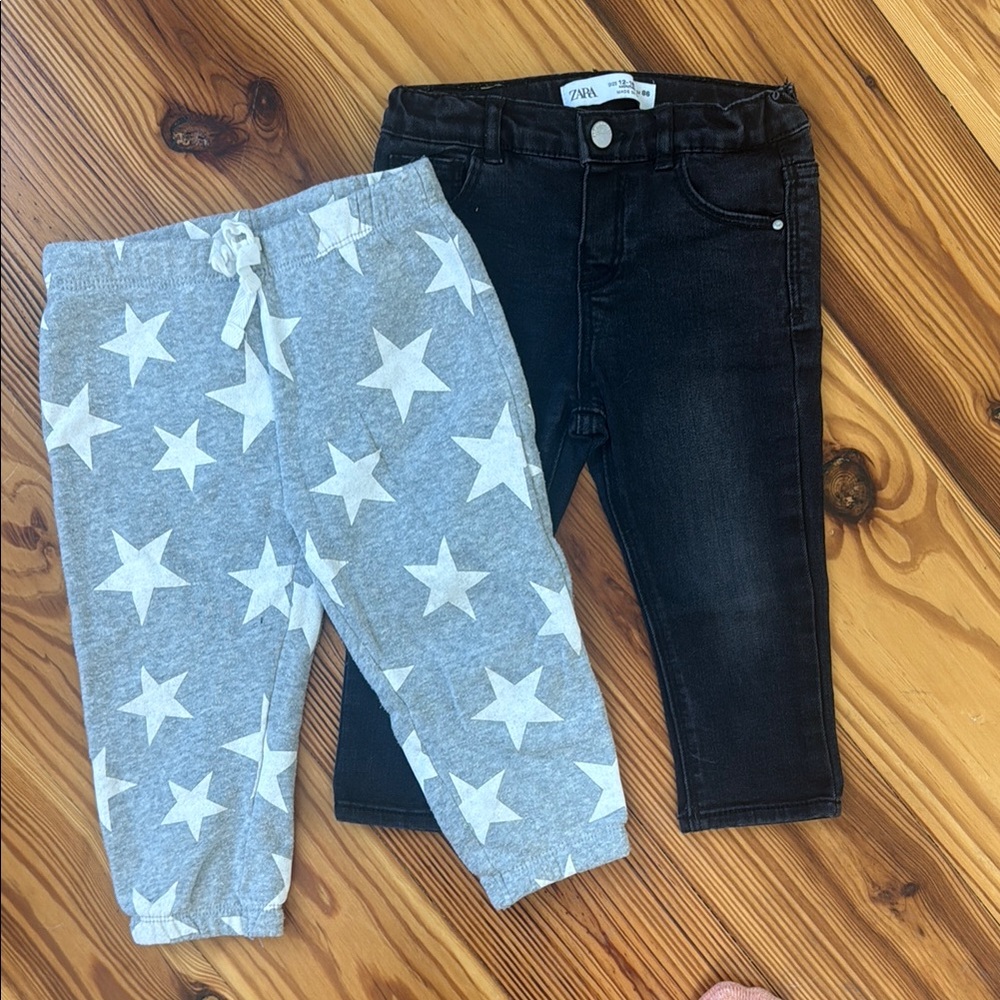 Zara Black Jeans Modern Denim Bottoms and Grayson Mini Star Sweatpants